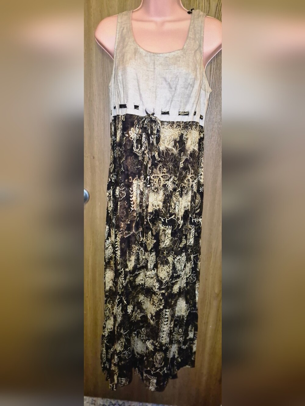 Vintage 90's All That Jazz Maxi Dress Beige Floral Cottagecore Fairy Size mEx